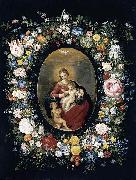 Virgin and Child with Infant St John in a Garland of Flowers